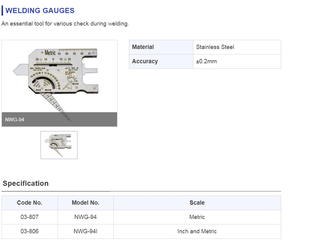 Ichiban Precision Sdn Bhd Fuji Tool FUJI TOOL MULTIWELDING GAUGES